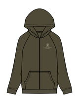 The Recycled Unisex Zip Hoodie - Army - Lucky Penny - Left Chest Stacked - Embroidered - Light Pistachio