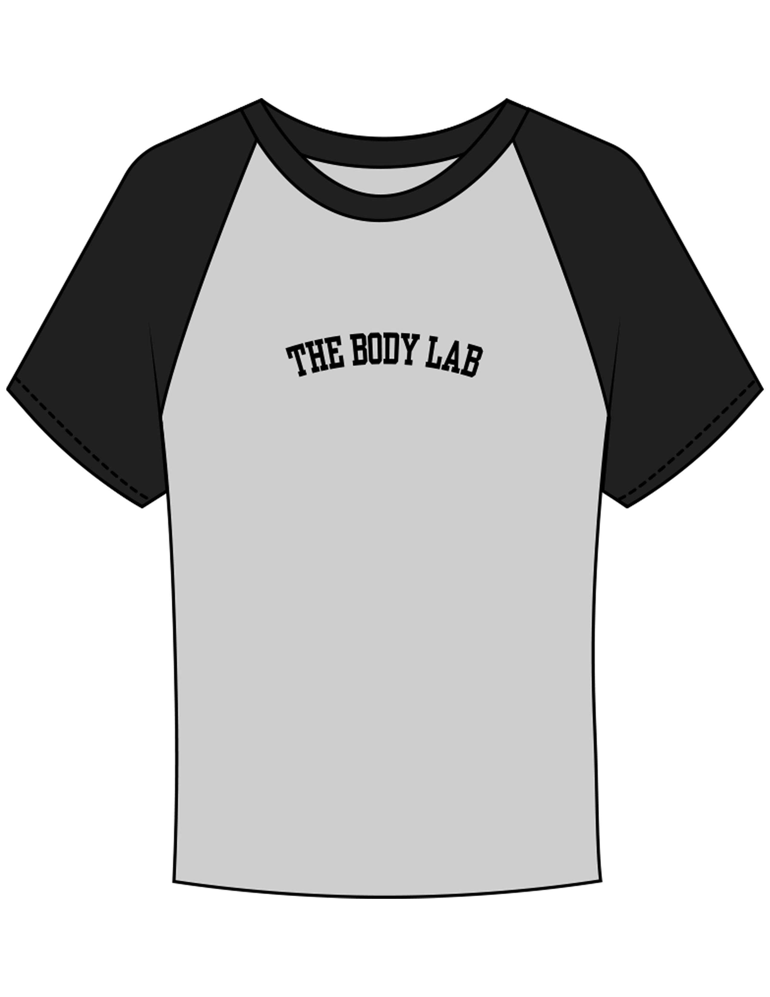 The Micro Rib Baby Tee - Heather / Black - Body Lab - Center Chest Arc - Printed - Black