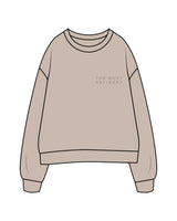 The Womens Crewneck - Bone - The Body Refinery - Left Chest Stacked & Back Center Stacked - Tone on Tone