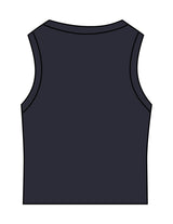 The Micro Rib Basic Crop Tank - Navy - Mantra - Center Chest - Printed - White
