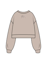 The Womens Crop Crewneck - Bone - Fitness Quest 10 - Center Chest Stacked & Back Neckline - Tone on Tone