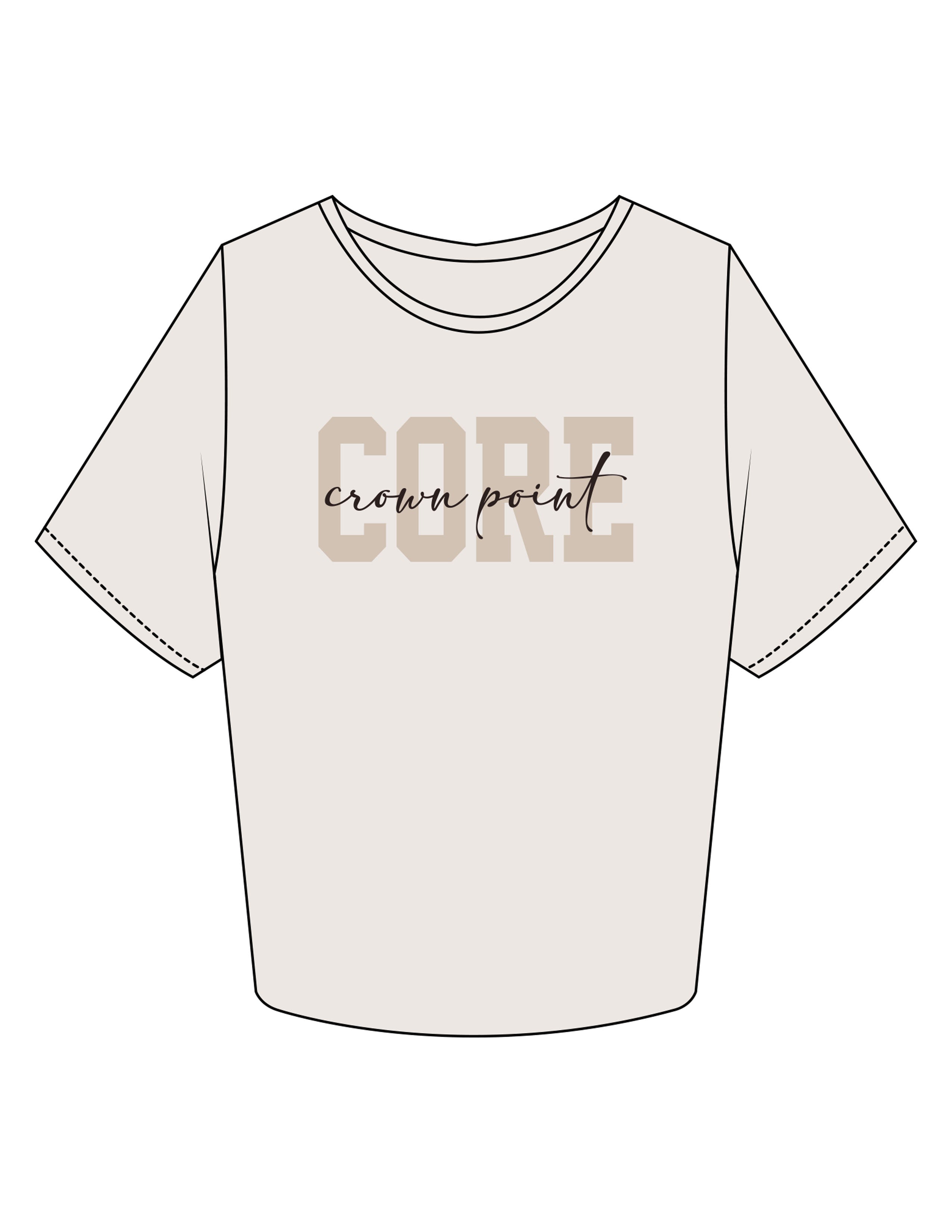 The Crop Tee - Bone - Core Crown Point - Center Chest - Printed - Full Color