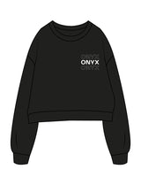 The Oversized Crop - Black - Onyx Fit - Left Chest Stacked - Bone