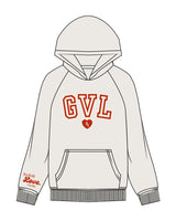 The Womens Hoodie - Bone - M4Lagree - Center Chest Stacked & Right Sleeve Stacked - Printed - Full Color