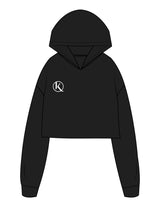 The Crop Terry Hoodie - Black - Karve - Right Chest & Back Bottom - Printed - White