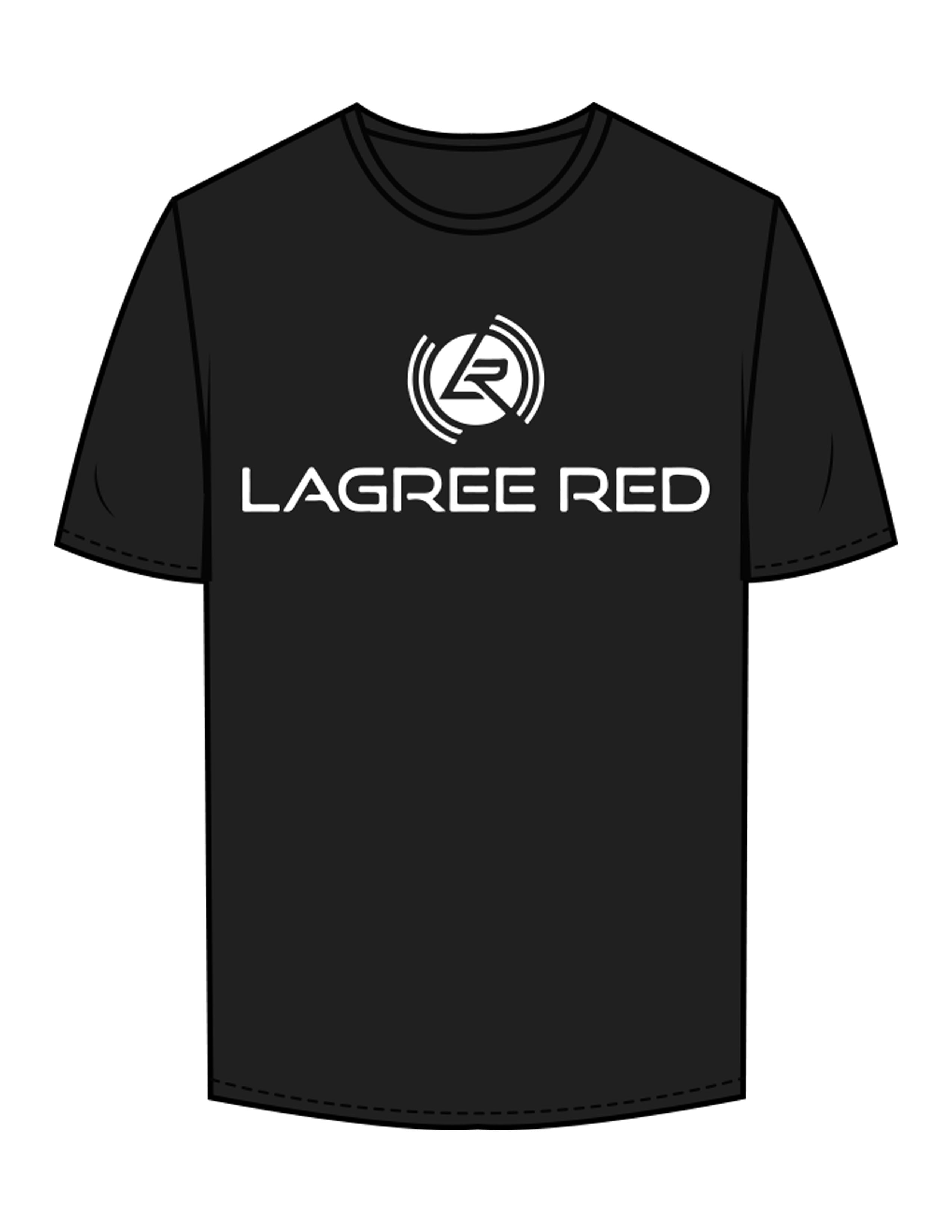 The Mens Tee - Black - Lagree Red - Chest Stacked - Printed - White