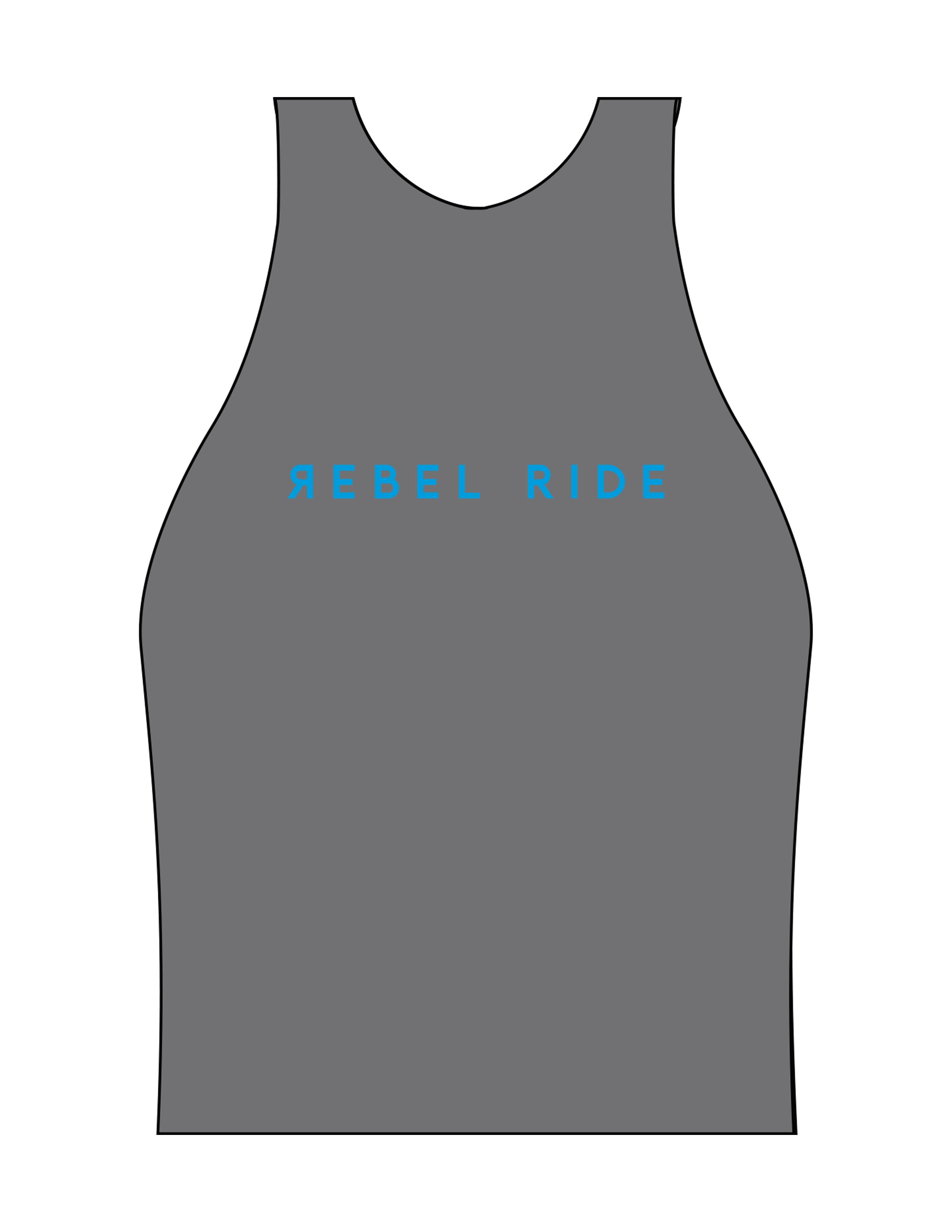 The High Neck Racer Tank - Grey - Rebel Ride - Center Chest - Printed - Blue