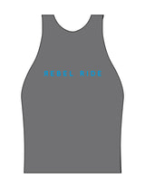 The High Neck Racer Tank - Grey - Rebel Ride - Center Chest - Printed - Blue