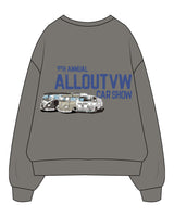 The Mens Crewneck - Washed Gray - VW Car Show - Left Chest Stacked - Back Stacked - "Vintage Cars" Logo - Printed - Full Color