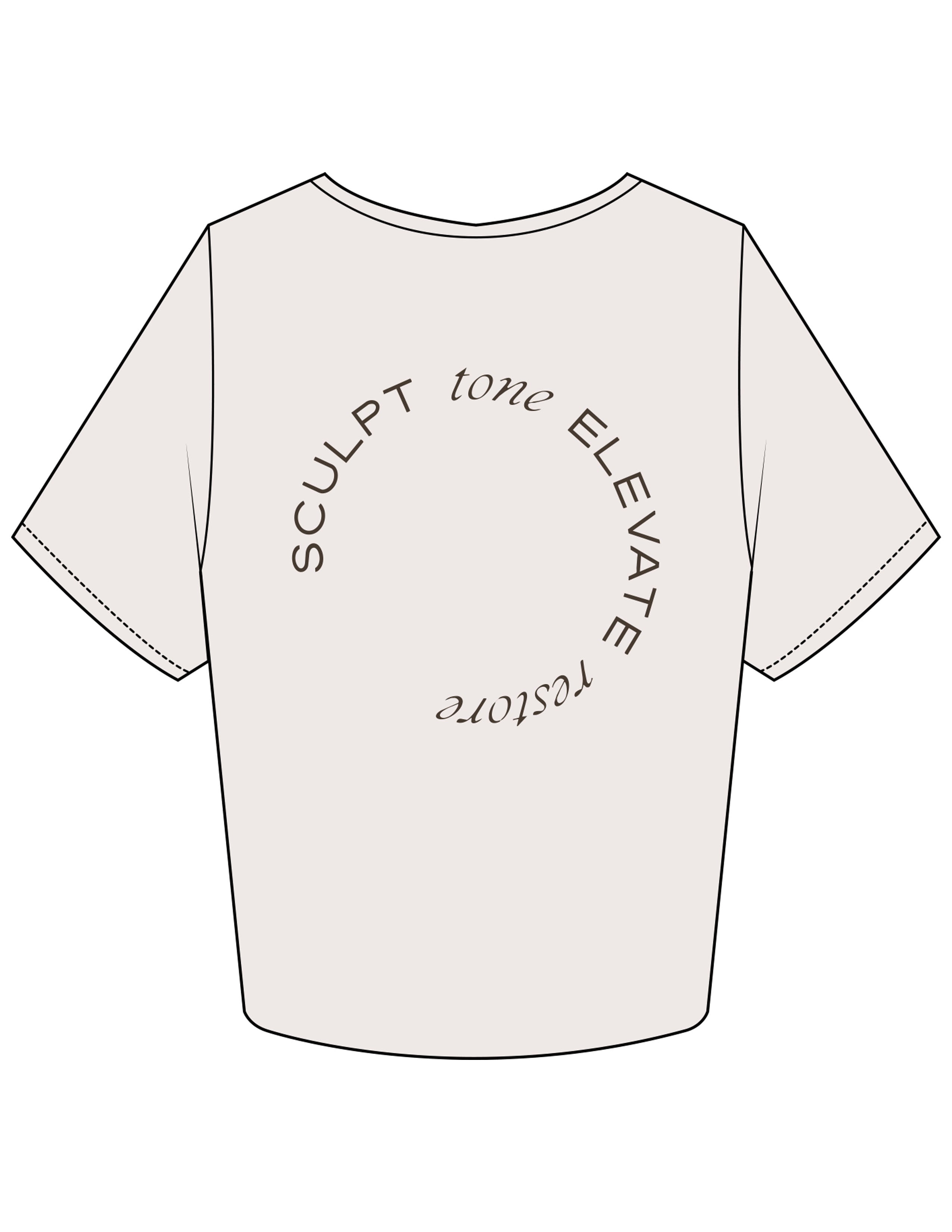 The Crop Tee - Bone - Core Ritual - Left Chest Stacked & Back Round - Printed - Taupe