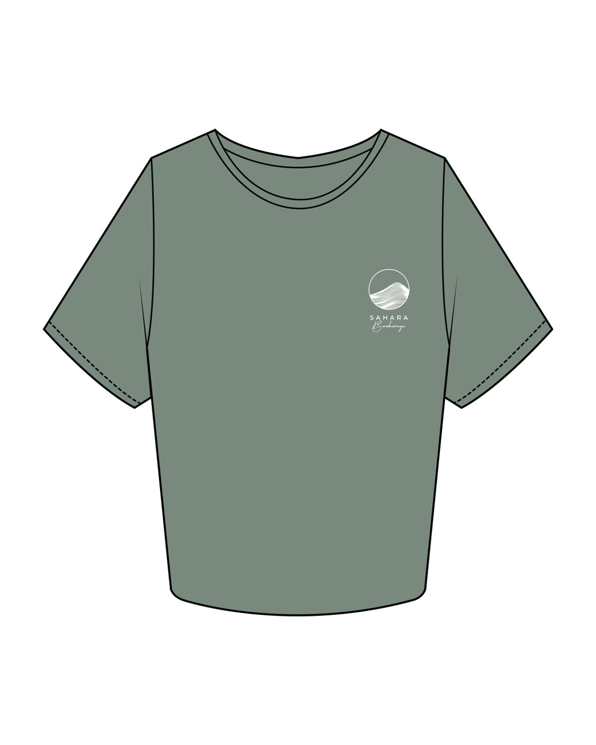 The Crop Tee - Sage - Sahara Brokerage - Left Chest Stacked - Embroidered - White