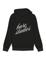 The Womens Hoodie - Black - Bare Pilates - Center Chest Stacked & Back Script - Printed - White