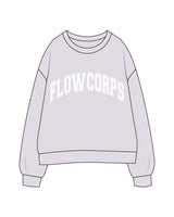 The Womens Crewneck - Orchid - Flowcorps - Center Chest - White