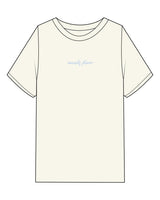 The Womens Heavyweight Tee - Off White - M4Lagree - Center Chest - Light Blue