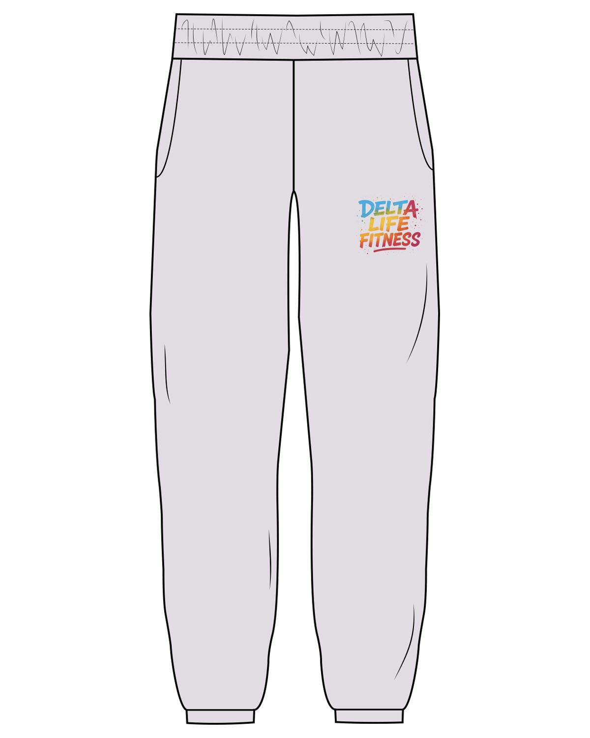 The Womens Sweatpants - Orchid - Delta Fitness - Left Leg Stacked - Printed - Full Color