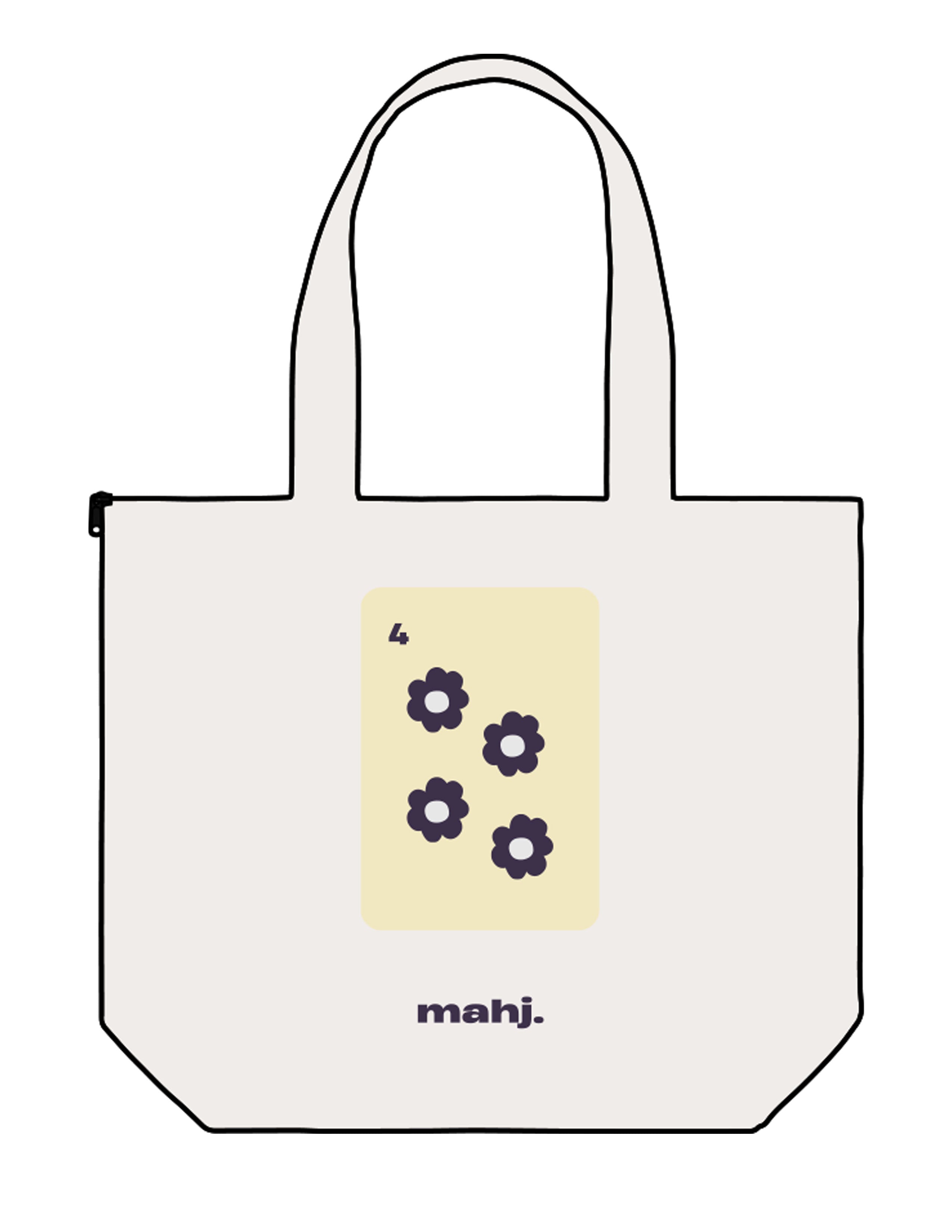 The Zipper Tote Bag - Natural - Barnes. The Label - Center Body - Printed - Full Color