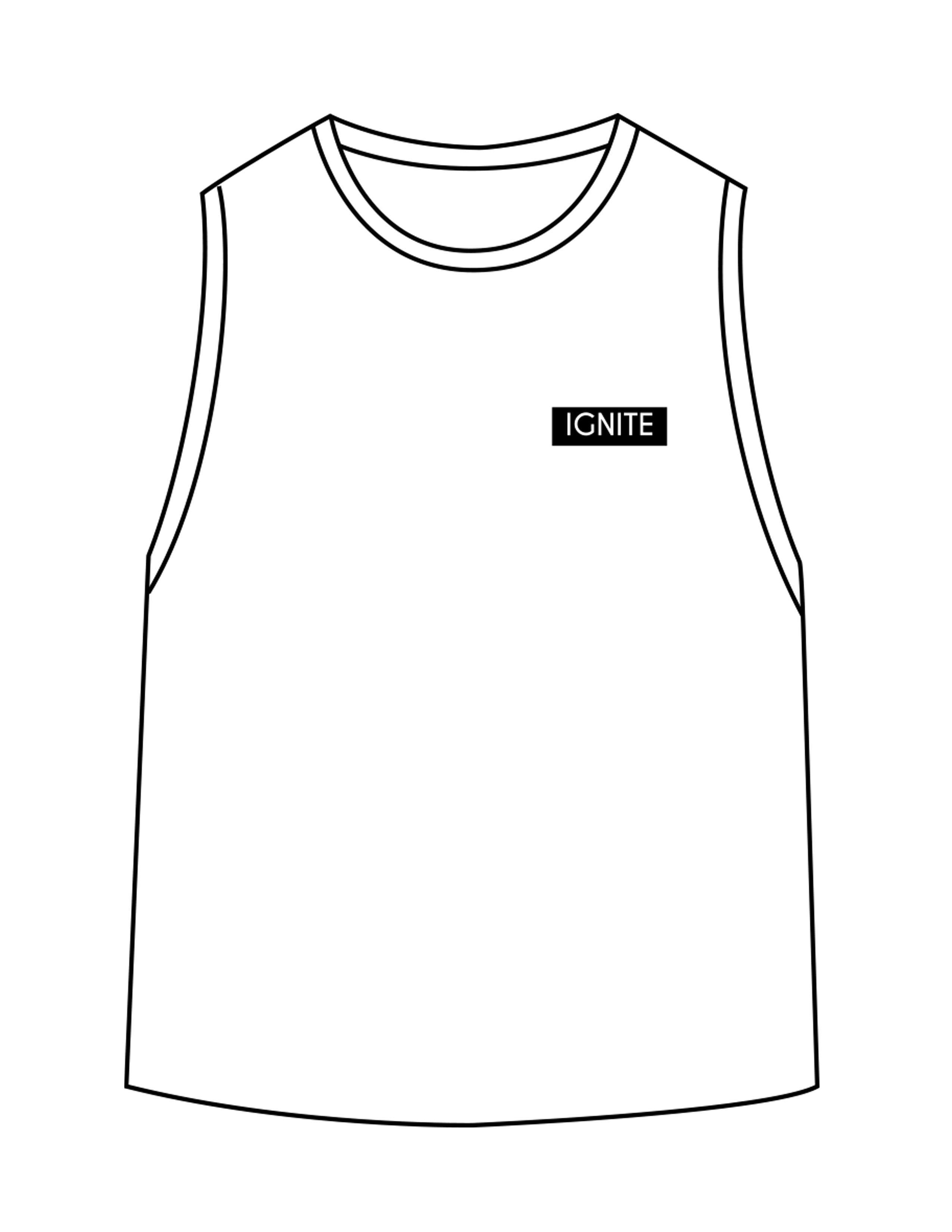 The Womens Classic Crop Tank - White - Ignite Barre & Fitness - Left Chest - Printed - Black