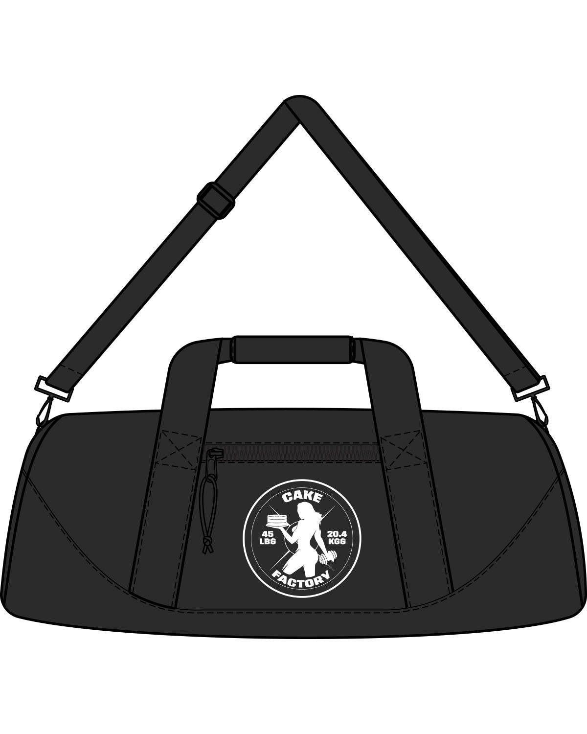 The Gym Duffel - Black - Cake Factory - Center - Round Lady - White