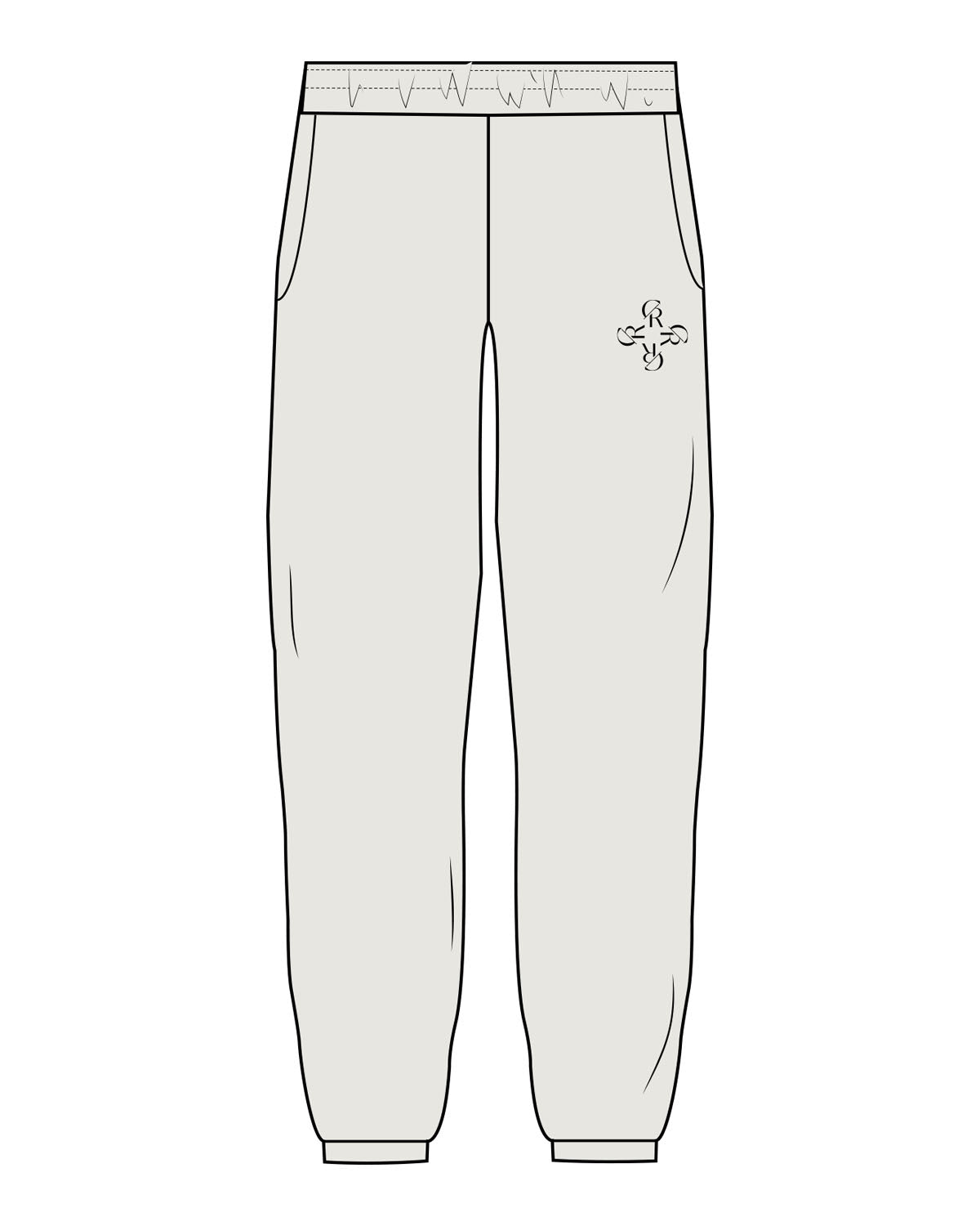 The Mens Sweatpants - Washed Bone - Core Reform - Left Leg Icon - Printed - Black