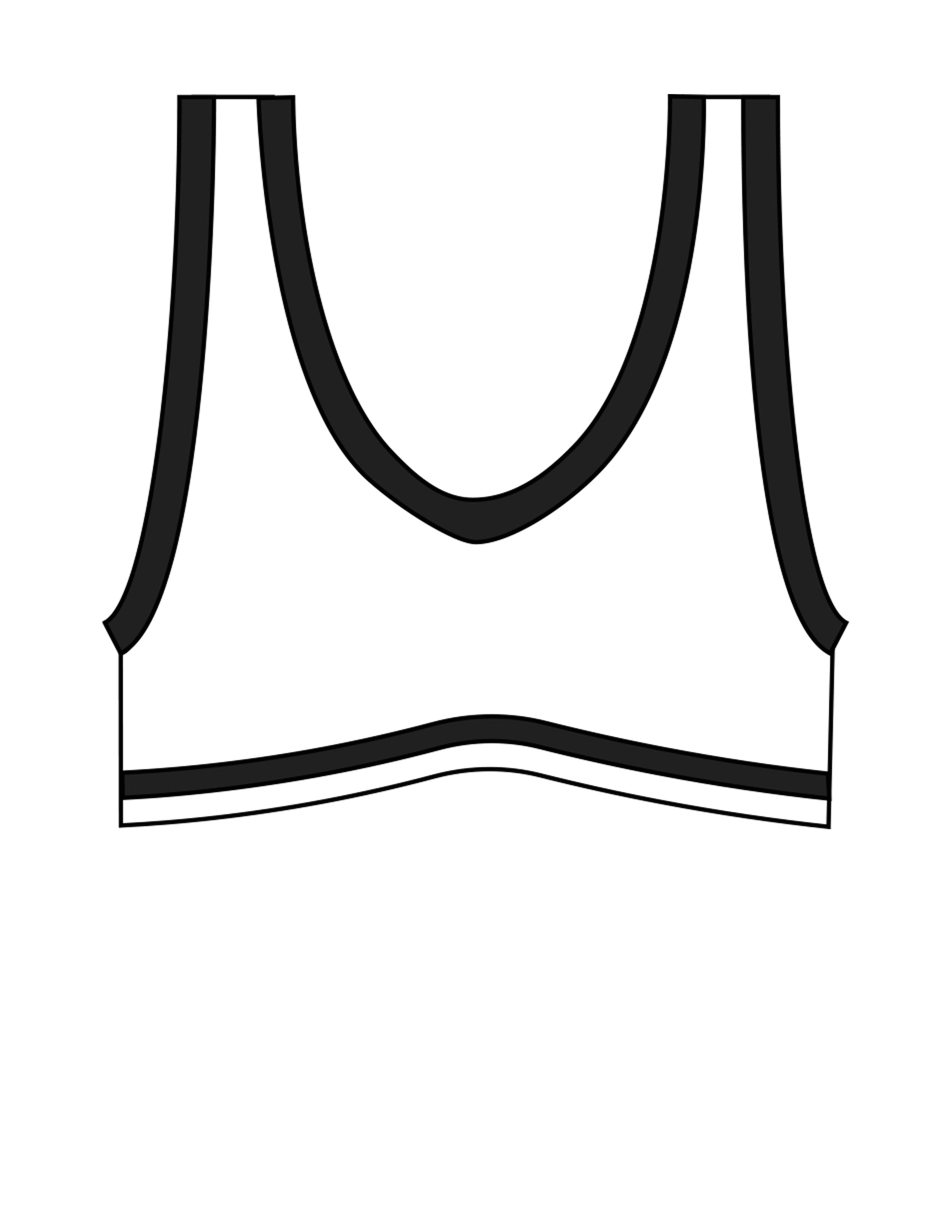 The Piped Bra - White - Velvaere - Center Back - Printed - Black