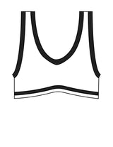 The Piped Bra - White - Velvaere - Center Back - Printed - Black
