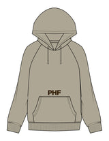 The Mens Heavyweight Hoodie - Eucalyptus - Powerhouse Fitness - Front Upper Pocket & Full Back - Printed - Dark Brown