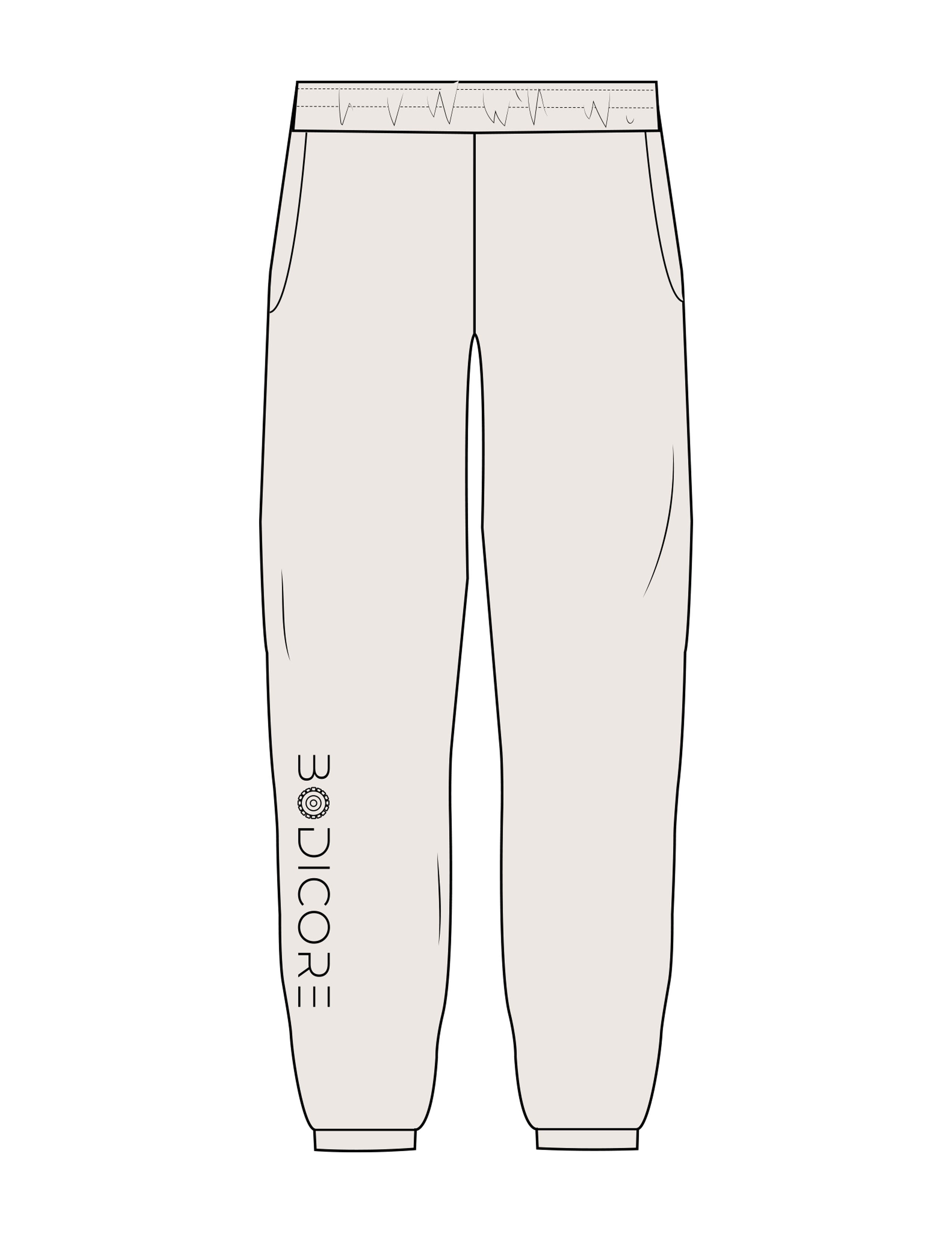 The Mens Sweatpants - Bone - Bodicore - Right Leg - Printed - Black