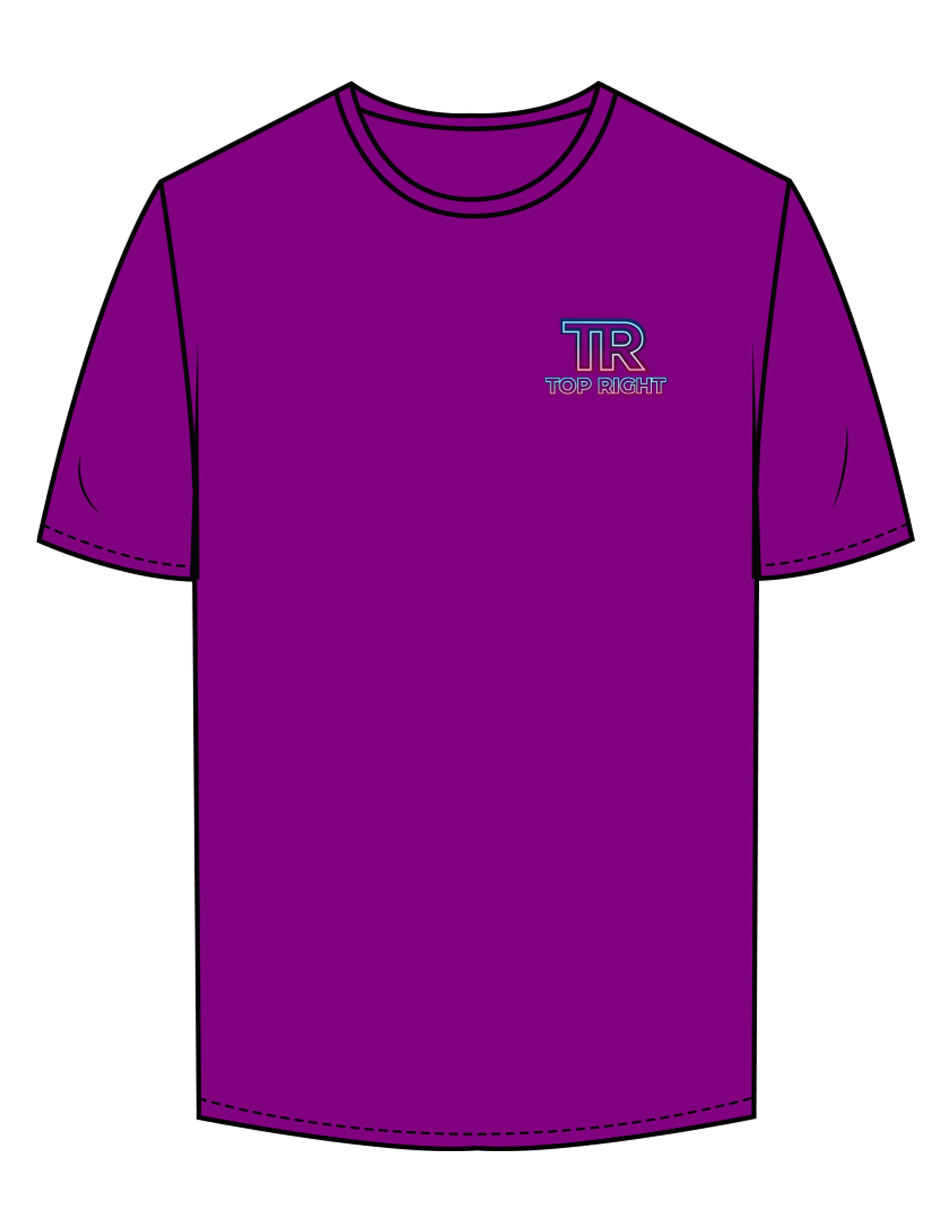 The Mens Tee - Purple - Top Right Collectibles - Left Chest & Back Spine - Printed - Full Color