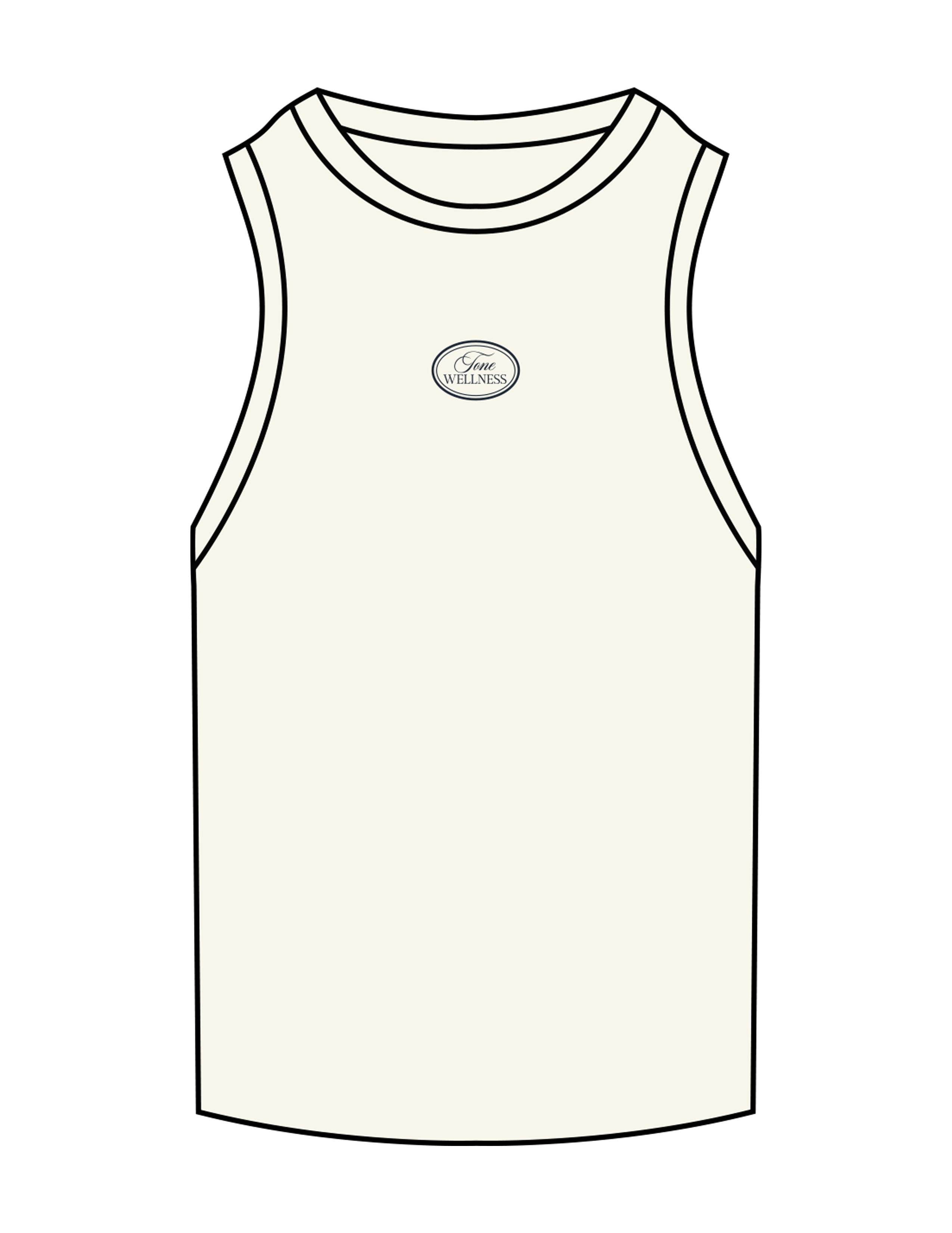 The Ribbed Full Length Tank - Off White - Tone Wellness Studio - Center Chest - Embroidered - Black