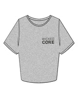 The Crop Tee - Heather - Wicked Core - Left Chest & Back Center - Printed - Tone on Tone