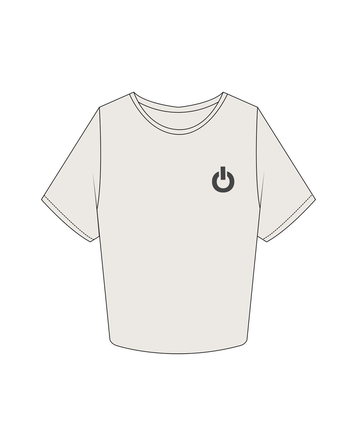 The Crop Tee - Bone - Powerhouse Fitness - Left Chest & Center Back Stacked - Printed - Washed Black
