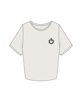 The Crop Tee - Bone - Powerhouse Fitness - Left Chest & Center Back Stacked - Printed - Washed Black