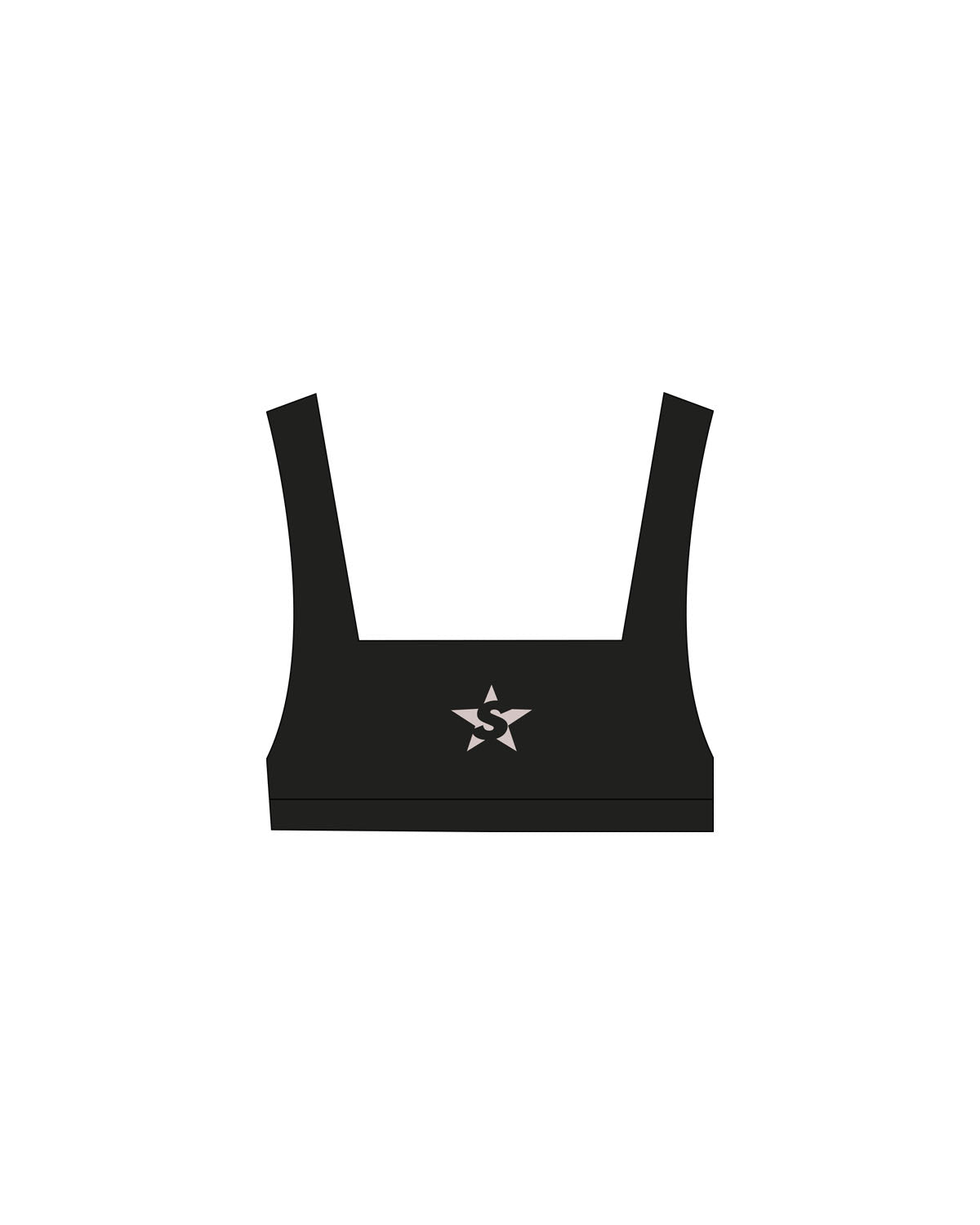 The Box Cut Bra - Black - StarCore - Center Chest & Center Back - Printed - Taupe