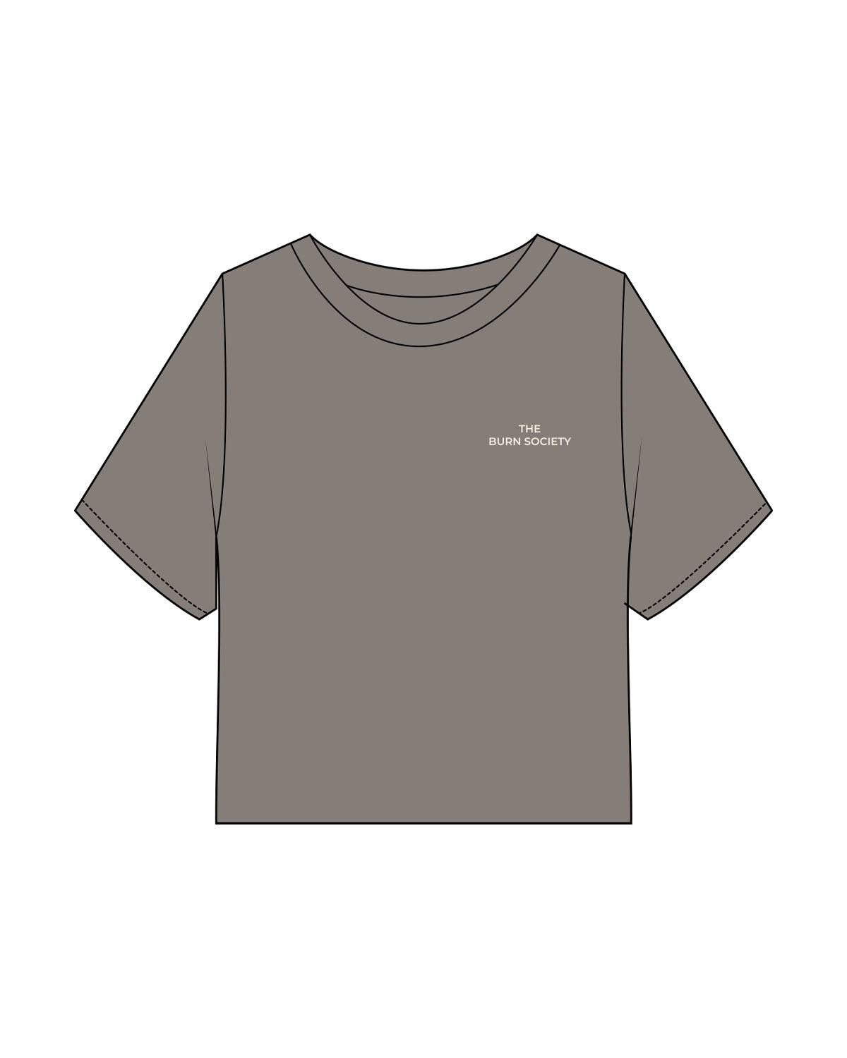 The Heavyweight Crop Tee - Washed Gray - The Burn Society - Left Chest Stacked - Embroidered - Off White