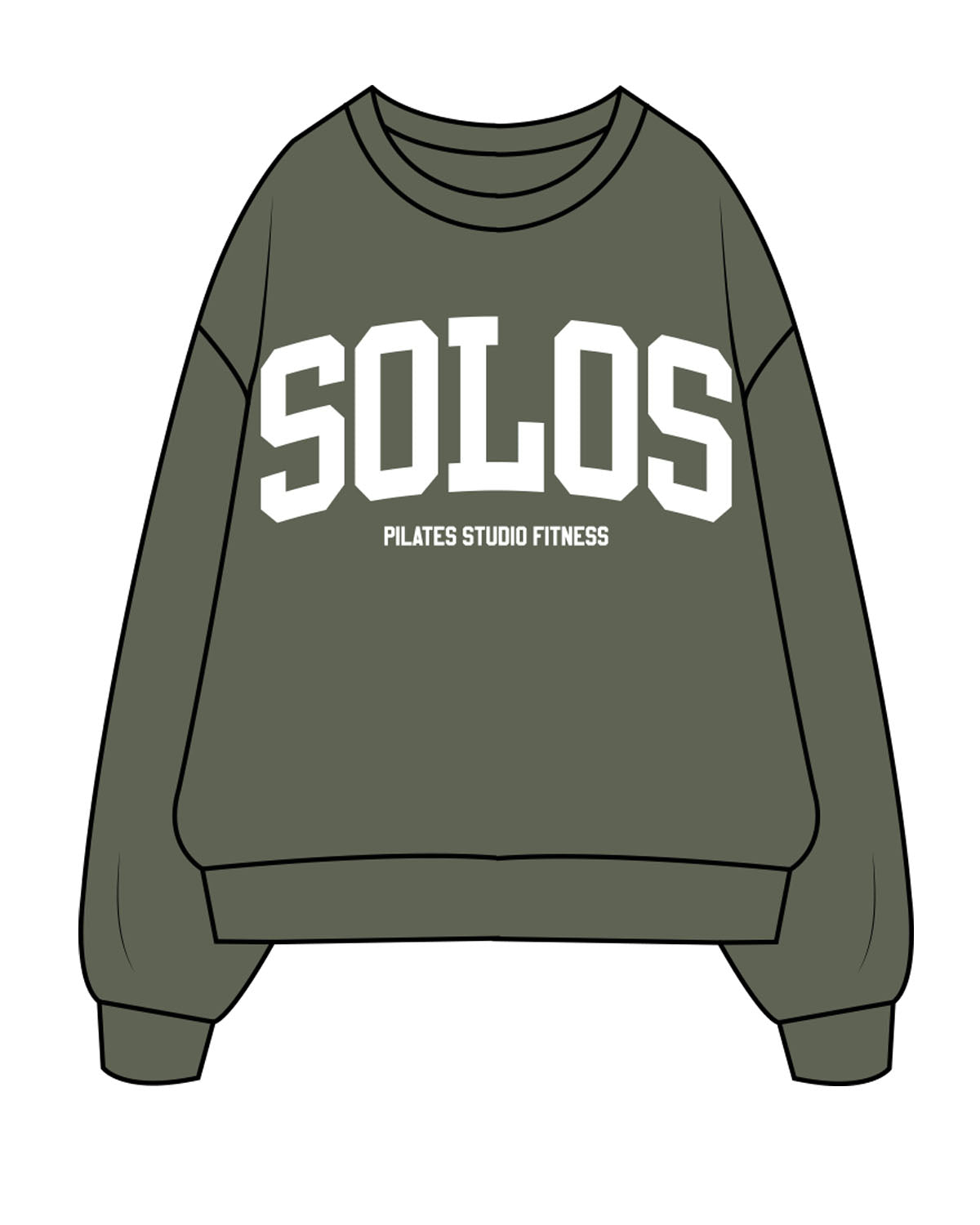 The Mens Crewneck - Cypress - Solos Pilates - Chest Stacked - White