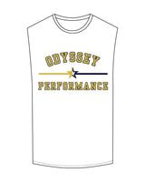 The Muscle Tank - White - Odyssey Performance - Center Chest Star Stacked - Full Color