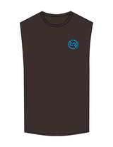 The Muscle Tank - Charcoal - Rebel Ride - Left Chest Icon - Printed - Blue