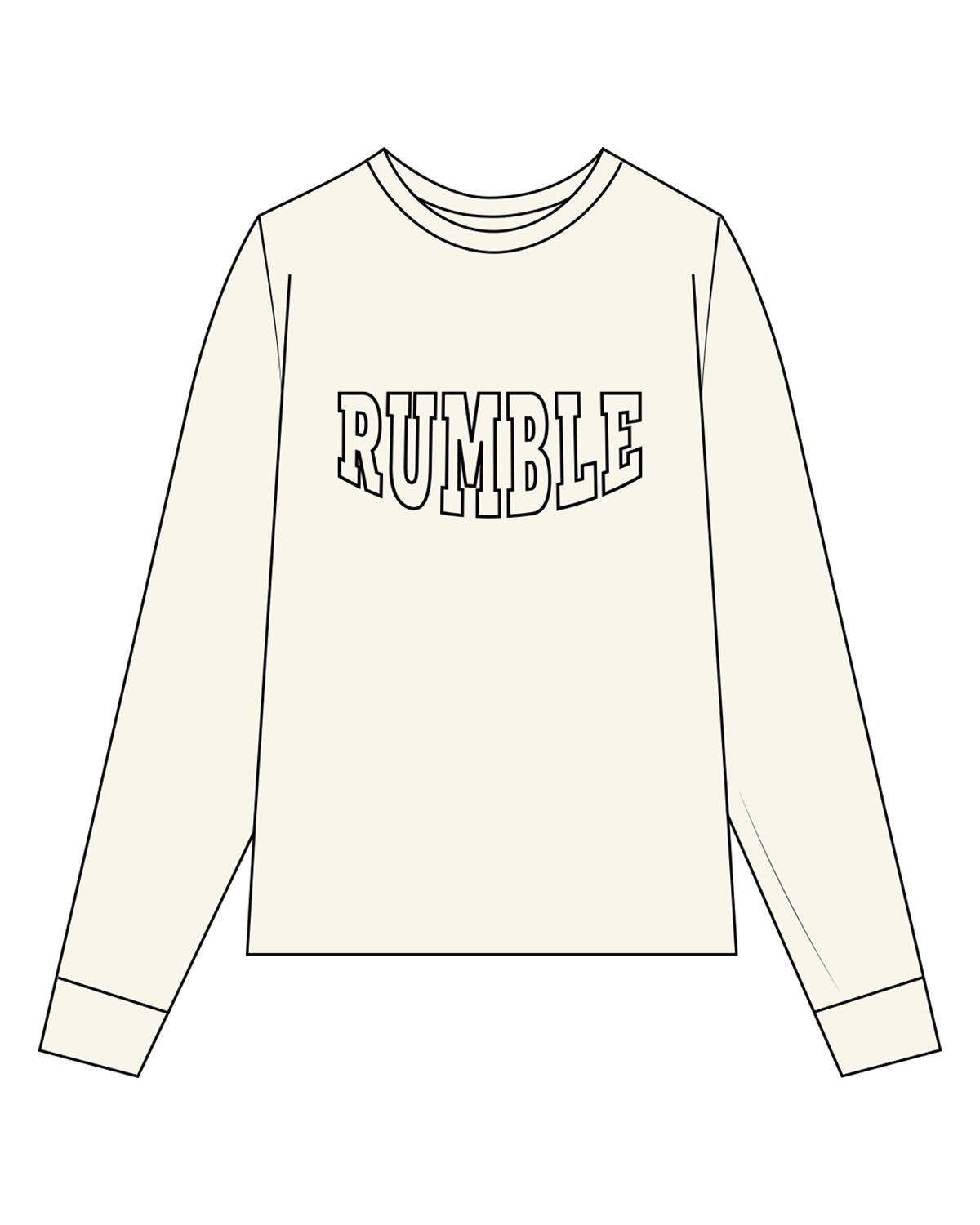 The Mens Heavyweight Long Sleeve - Off White - Rumble - Center Chest - Printed - Black