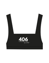 The Box Cut Bra - Black - 406 Performance Studio - Chest Stacked - Printed - White
