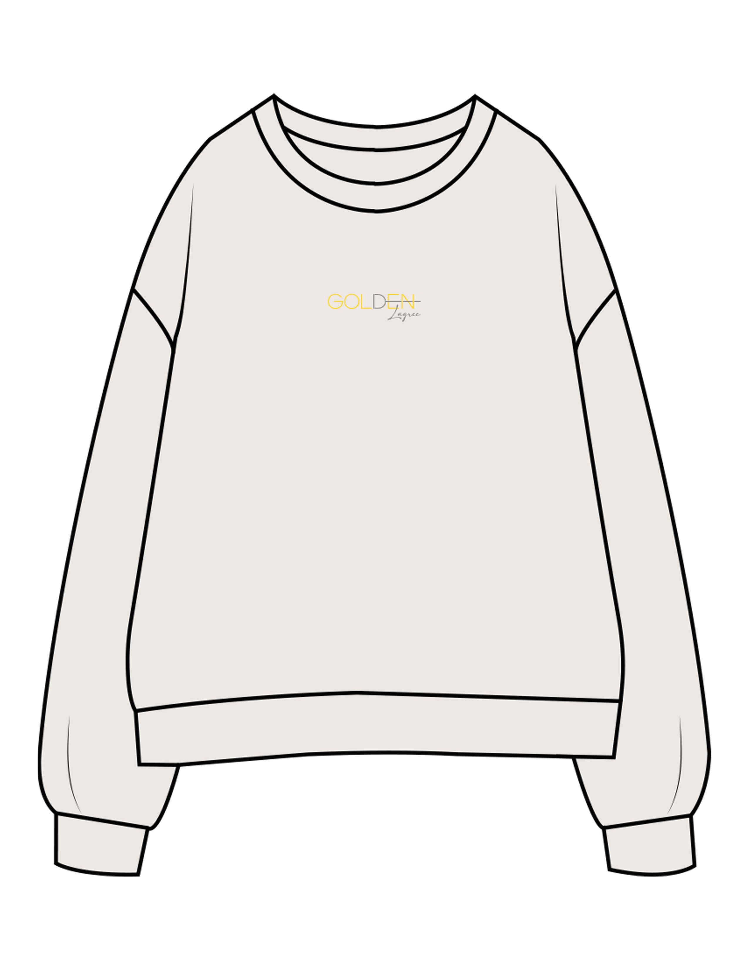 The Womens Crewneck - Bone - Golden Lagree - Center Chest & center Back - Embroidered - Full Color