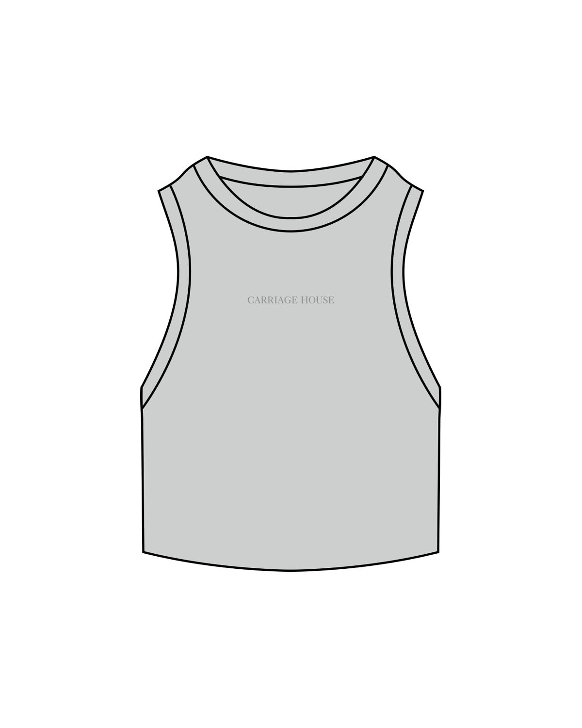 The Ribbed Crop Tank - Storm - Carriage House - Center Chest - Embroidered - Tone on Tone