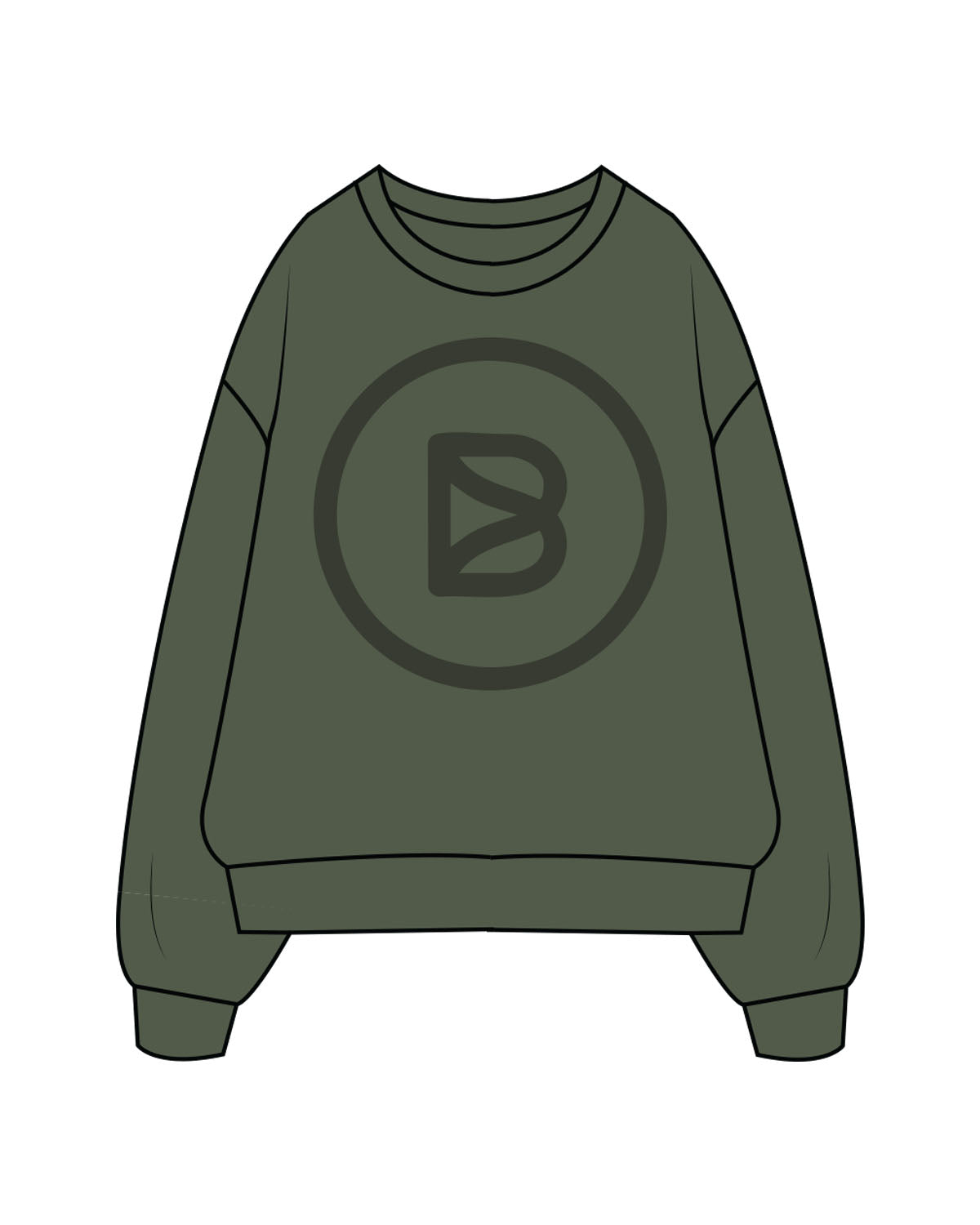 The Mens Crewneck - Cypress - Bond Fitness - Center Chest Round & Back Neckline - Printed - Tone on Tone