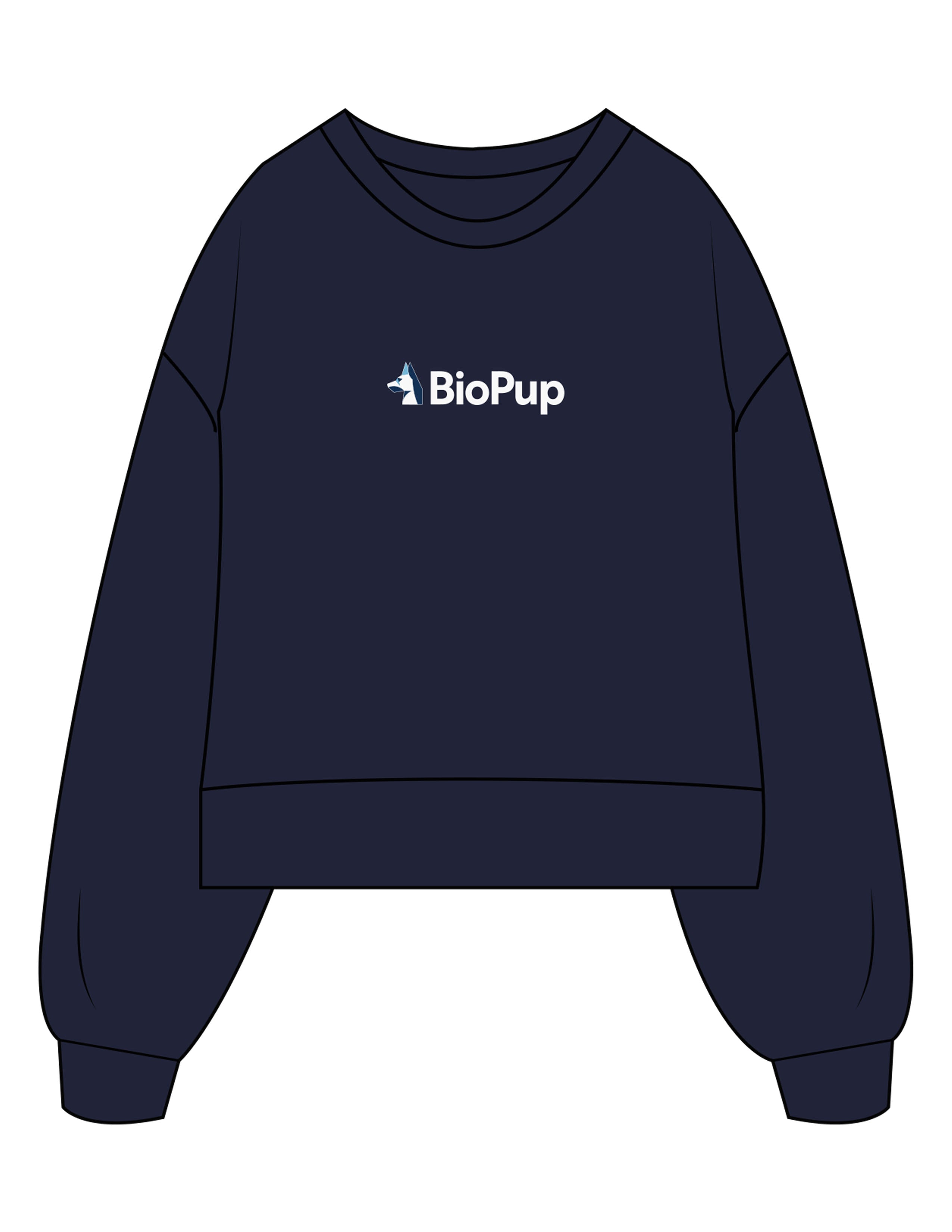The Womens Heavyweight Crop - Navy - BioPup - Center Chest - Printed - Full Color
