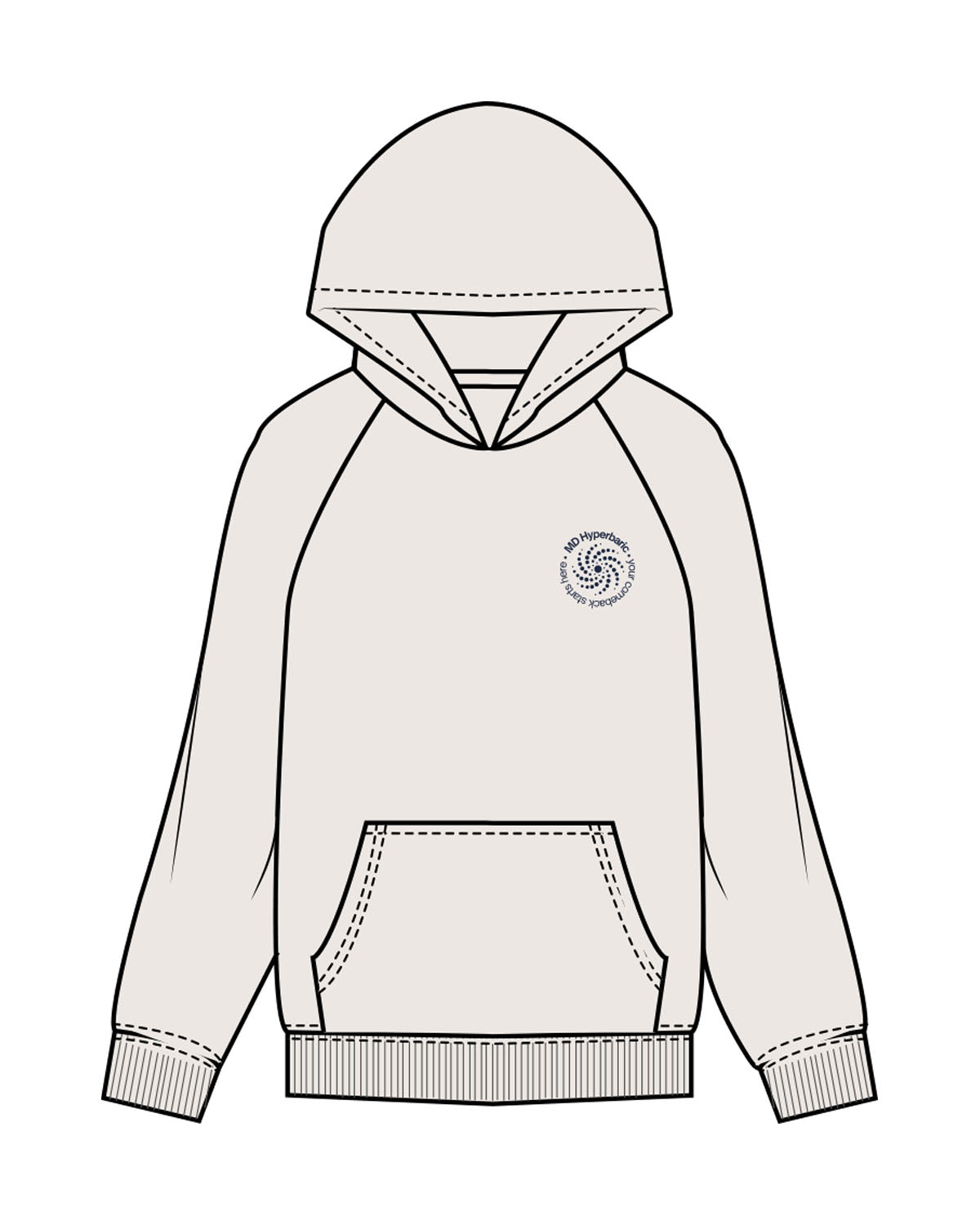 The Mens Hoodie - Bone - MD Hyperbaric - Left Chest Round & Back Illustration - Printed - Navy