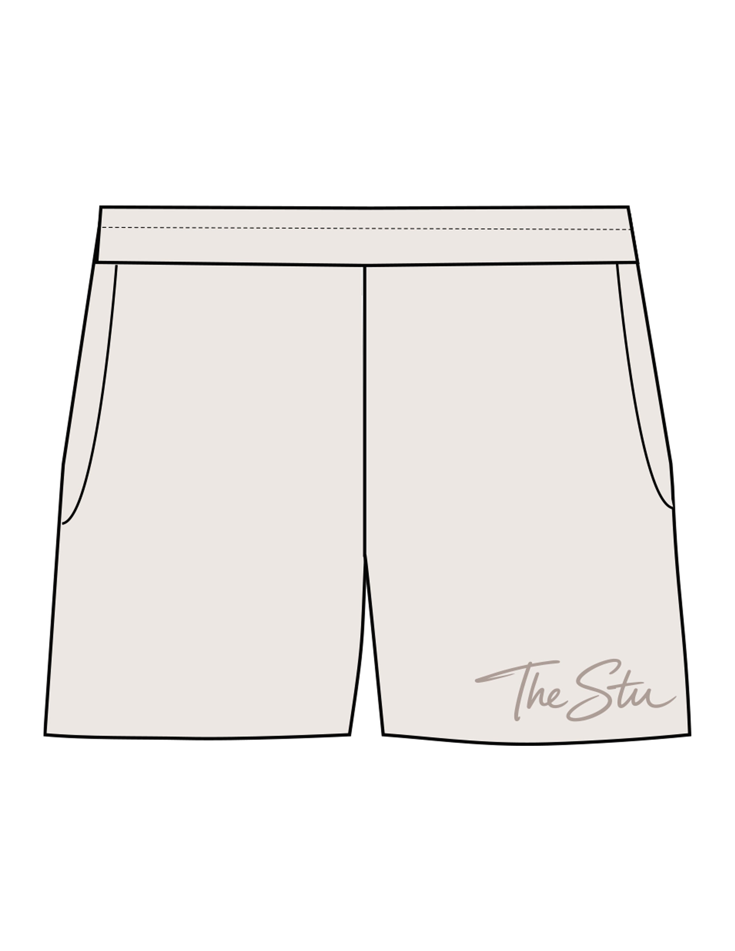 The Womens Sweat Shorts - Bone - The Stu - Left Leg - Printed - Tone on Tone