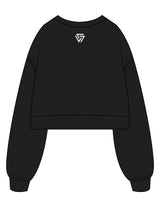 The Crop Terry Crewneck - Black - LVL - Center Chest Stacked & Back Neckline - Printed - Full Color