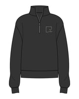 The Womens 1/4 Zip - Washed Black - Slo x Form - Left Chest Squared - Printed - Bone