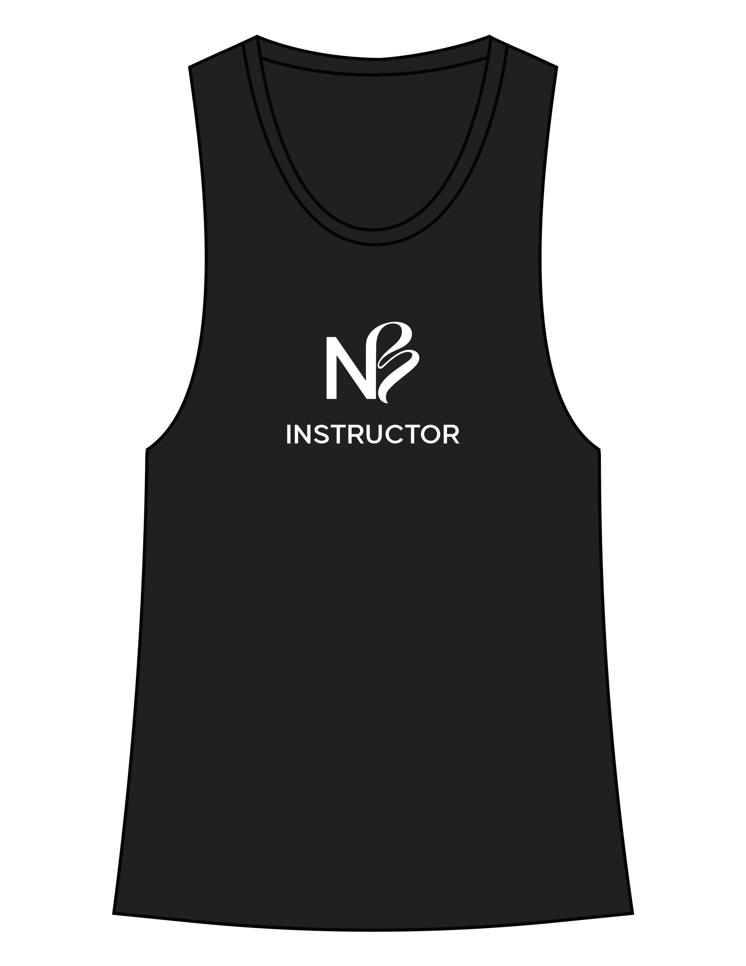 The Womens Racerback Tank - Black - Neighborhood Barre - Center Chest "INSTRUCTOR" - Printed - White