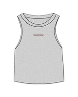 The Micro Rib Racer Crop - Heather - The Hot Room - Center Chest - Printed - Burgandy