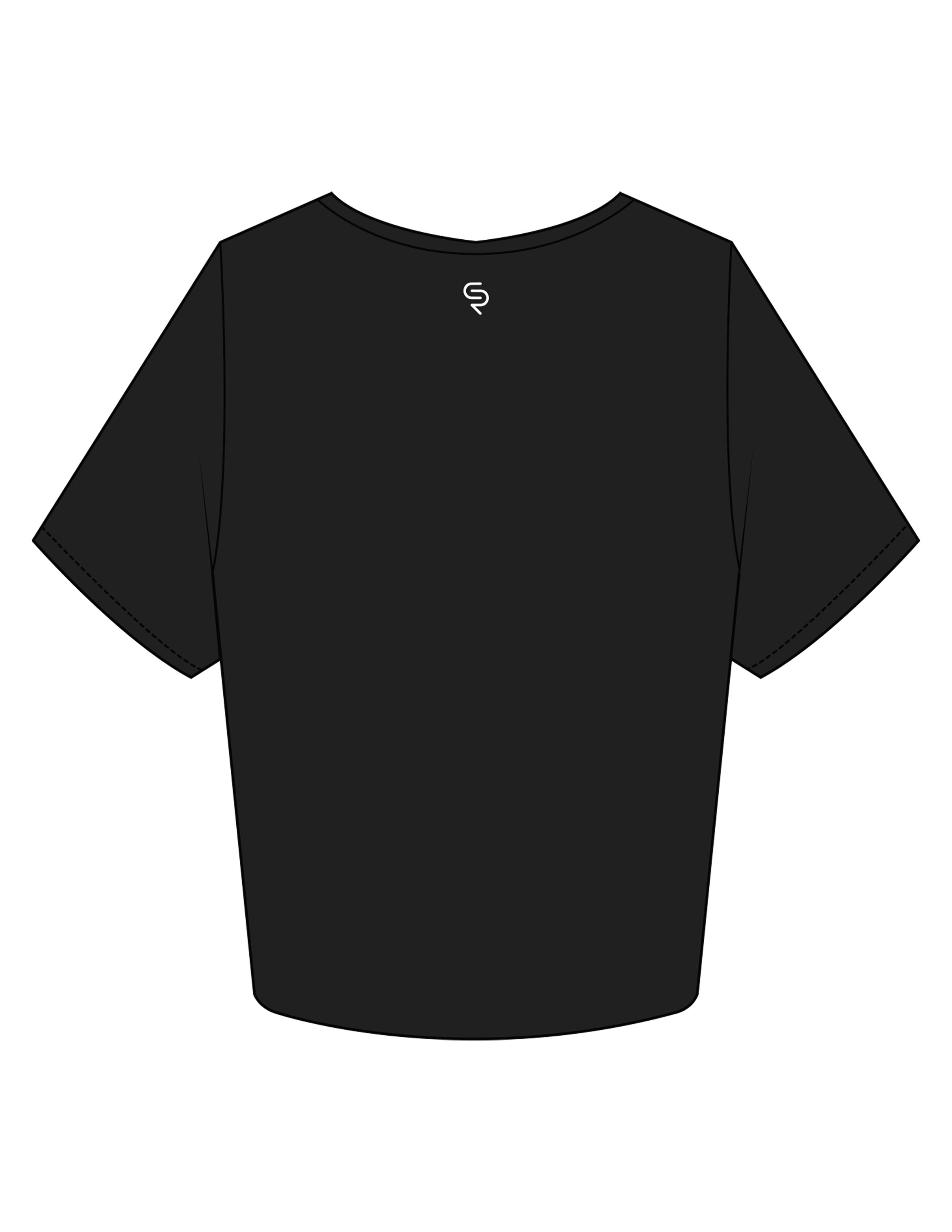 The Crop Tee - Black - Club Ready - Center Chest & Back Neckline - Printed - White